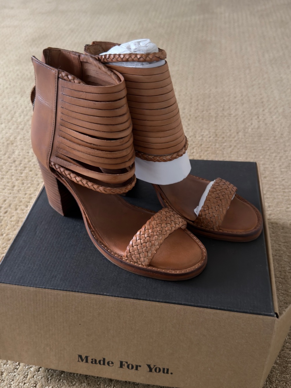 Fringed Tan Block Heel Sandal - Women - Picture 4 of 4
